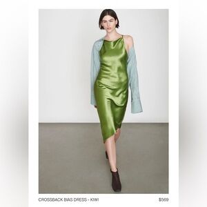 Nomia Crossback Bias Slip Dress Kiwi Green Adjustable Straps Size 8 Like New